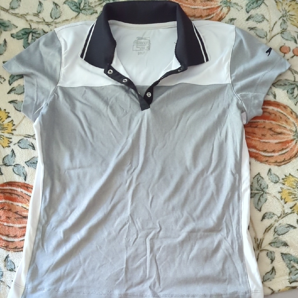 Slazenger White and Gray Golf Shirt
